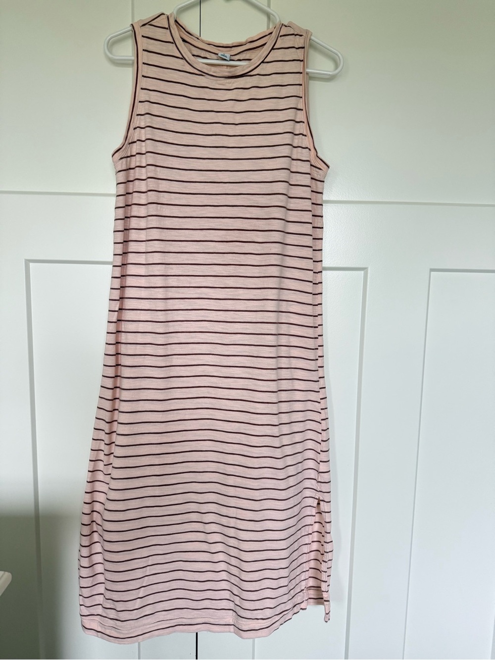 Old Navy Pink and Brown Striped Sleeveless Midi Dress
